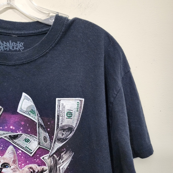 Spencer's cat making it rain with 100 dollar bills graphic tee men's size large - Picture 8 of 9